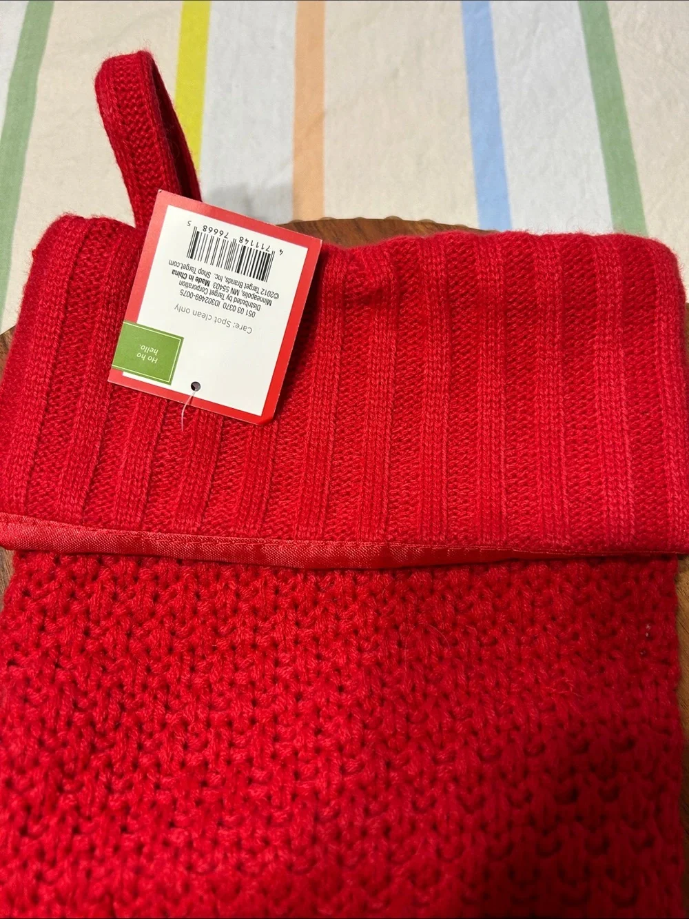 Red Thick Knitted Lined Holiday Christmas Stocking with Monogrammed Letter H NWT